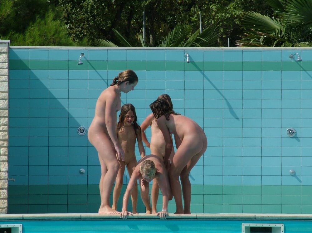 FKK Outdoor Children Pool pics - Melting under the scorching sun, I sunbathe naked