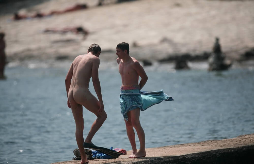 Nudists Boys - Water Prep On The Ledge - Naturism teaches you to accept yourself and others