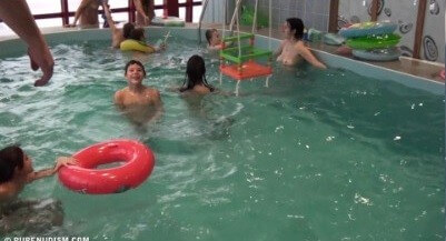 Indoor Swim Exercise 2 Full HD video - Family naturism in European countries