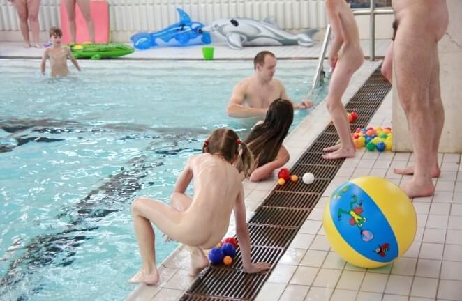 Nude family in the pool photos - The desire to be closer to nature and without clothes